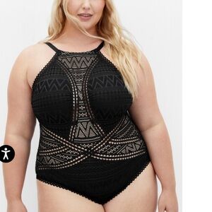 City Chic Black Lace Swimsuit